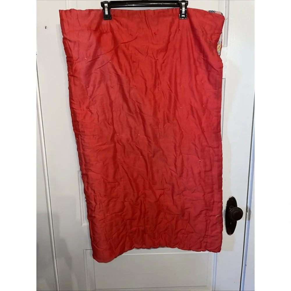 Vintage Handmade Child's Size Quilt Bedspread Red Holly‎ Hobby Styled Print
